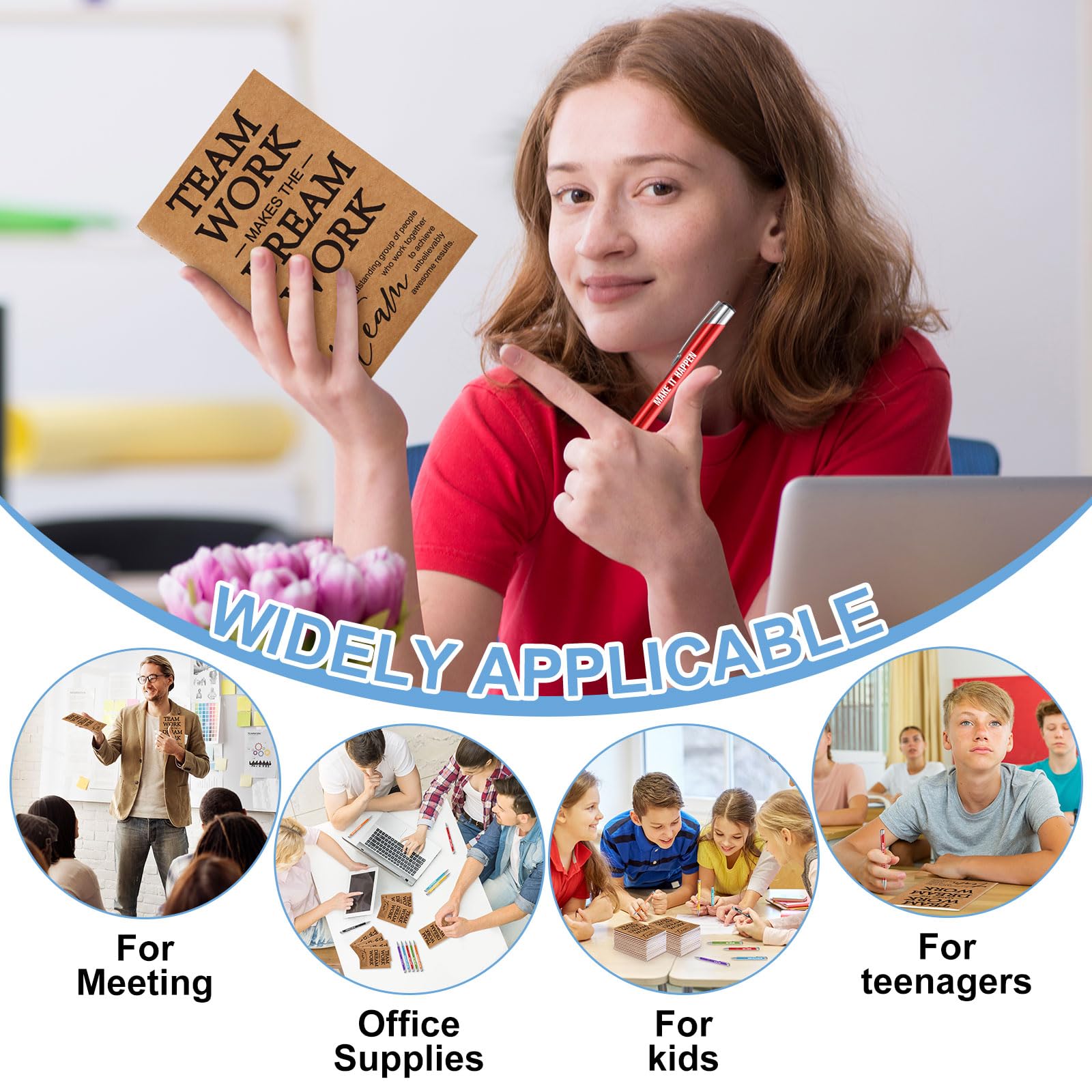 Sabary 100 Pcs Team Appreciation Gifts Team Notebooks for Employees Thank You Gifts Bulk Inspirational Spiral Notepads with Sticky Notes Pens for Office Coworkers Staff Team Volunteer Teachers Nurse