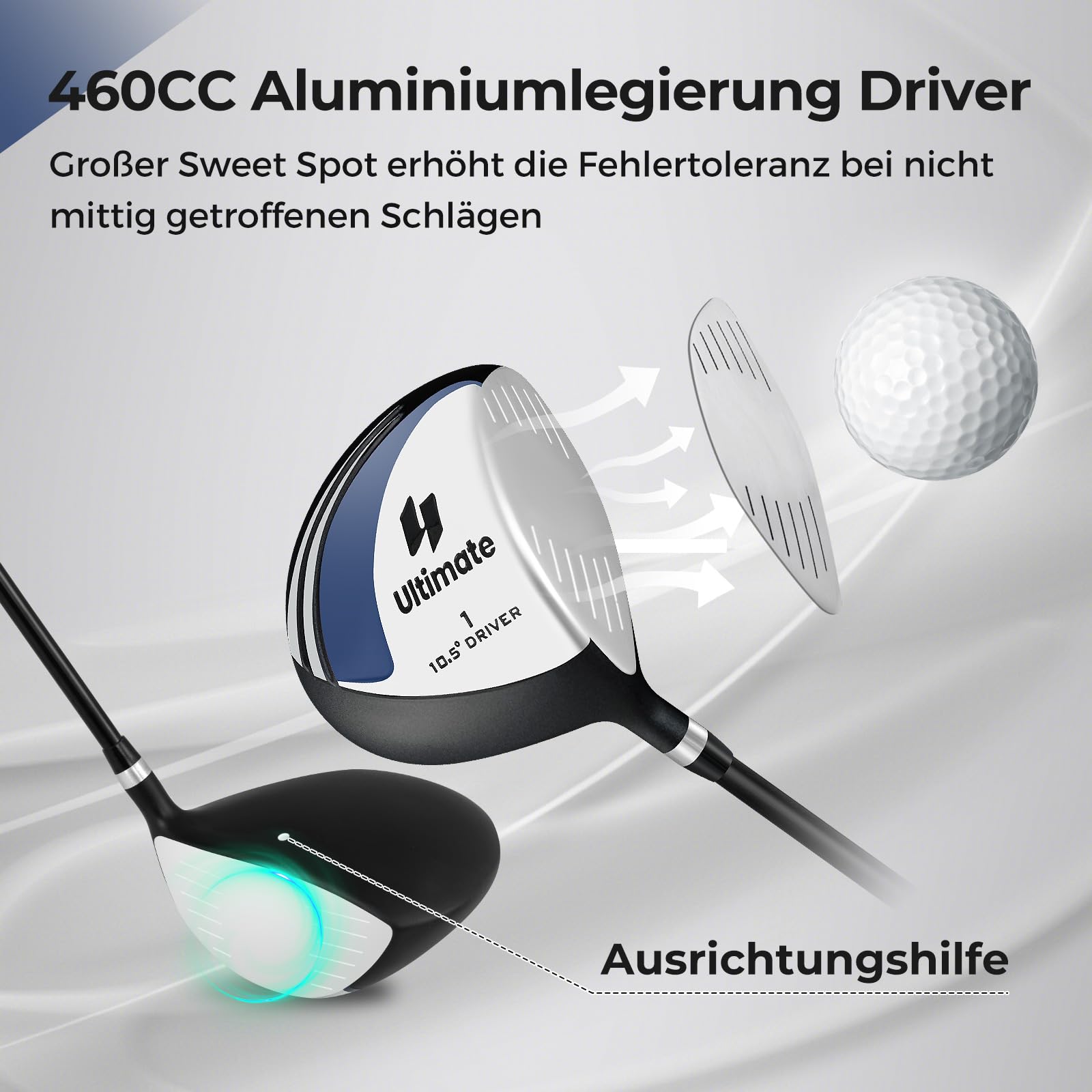 COSTWAY Golf Driver für Herren, 460CC Golfschläger aus Aluminium für Rechtshänder mit Schlägerhaube & Graphitschaft, 10,5°Grad, Golf-Treiber für Anfänger und Profis