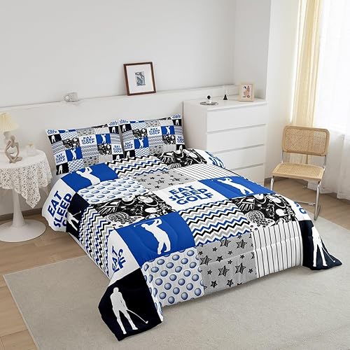 Miniatura 2 de Erosebridal Juego de edredón de golf para hombre, tamaño individual, juego de ropa de cama deportiva femenina, juegos de pelota, edredón de plumón
