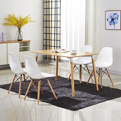 Miniatura 2 de COSTWAY Juego de 4 sillas de comedor, estilo Eiffel DSW, estilo moderno de mediados de siglo, silla de plástico moldeado para cocina, comedor, sala