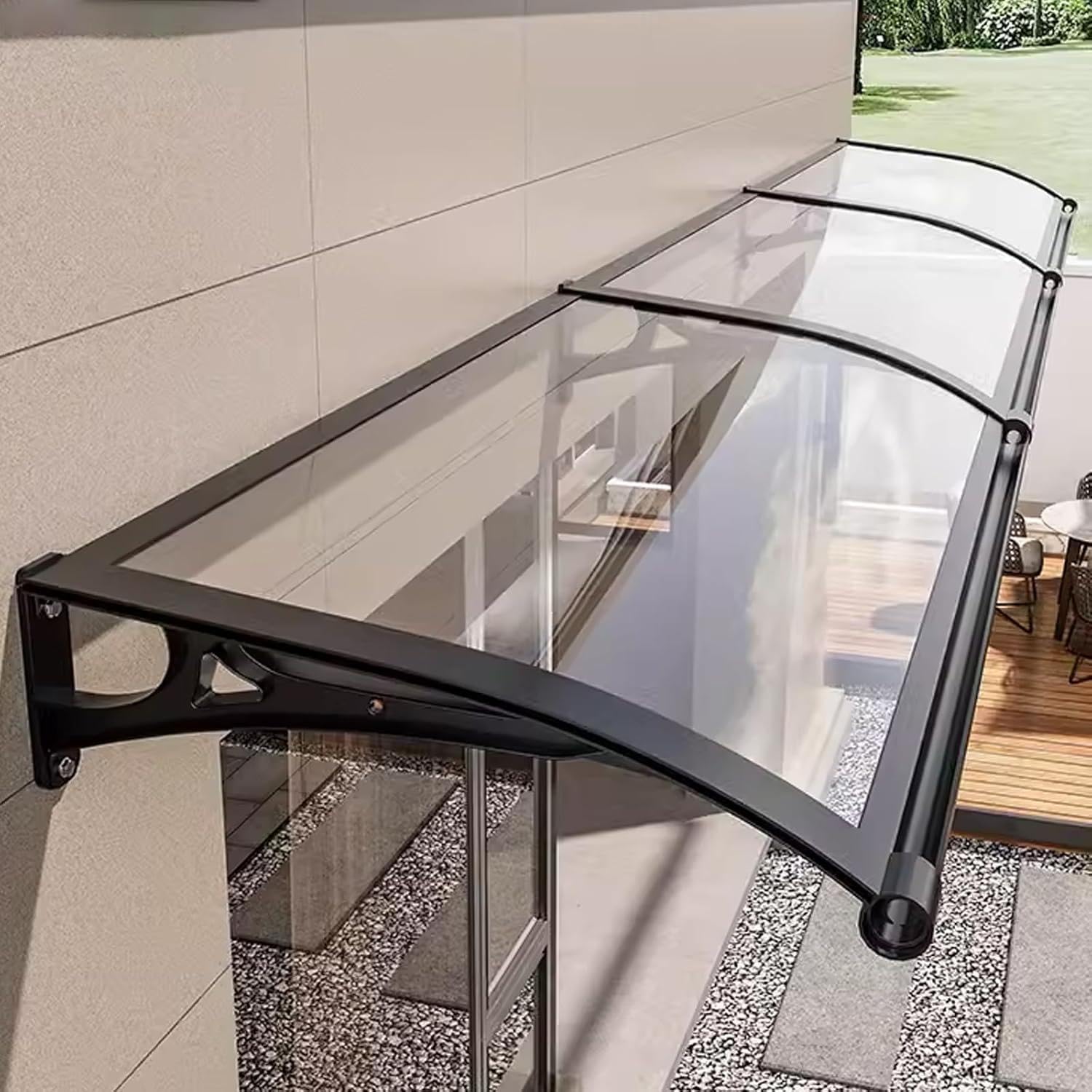 Door Awnings Exterior, Polycarbonate Cover Awnings for Doors Entrance, Awning for Door Window Exterior with Aluminum Bracket for Sun Shutter, UV, Rain and Snow Protection,A1-60×80cm