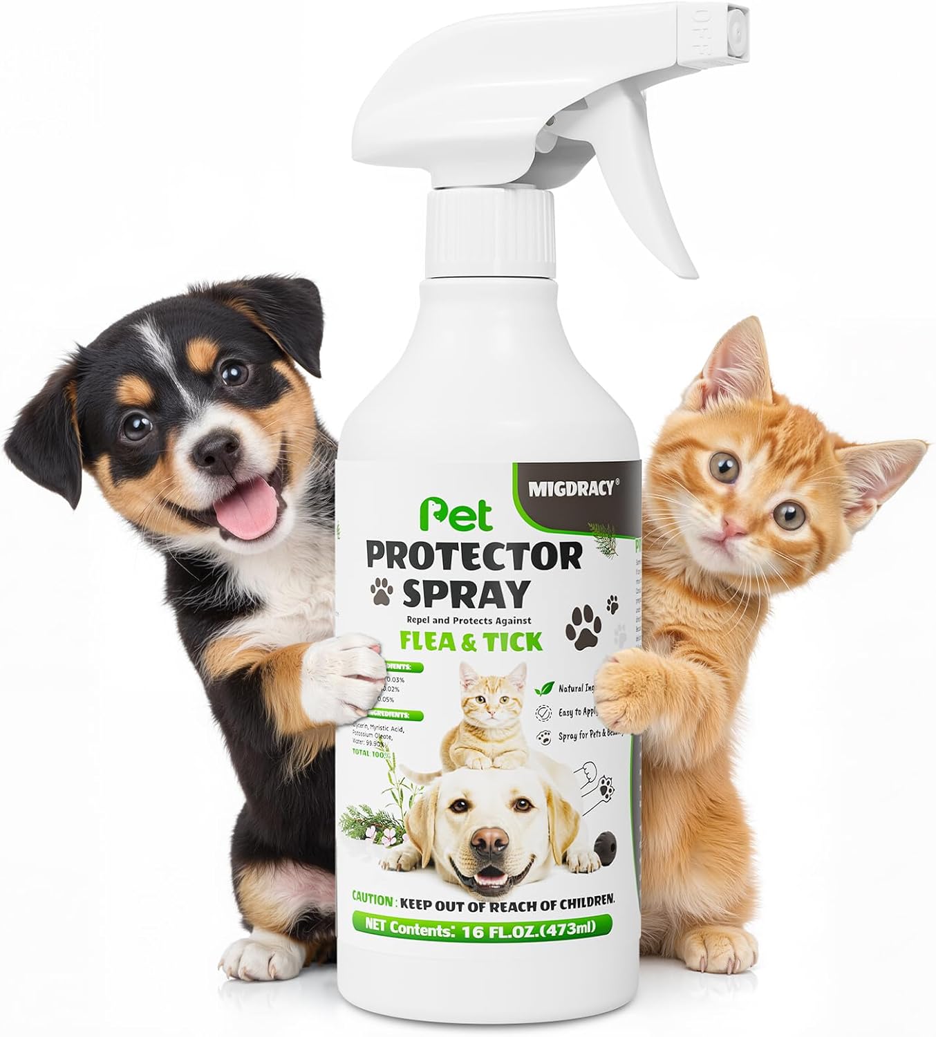 Pet Protector Spray for Dogs & Cats, 16 oz, Repel Fleas, Ticks, Mites & Mosquitoes Indoor/Outdoor Home Use, Fast-Acting, Safe, and Easy Application
