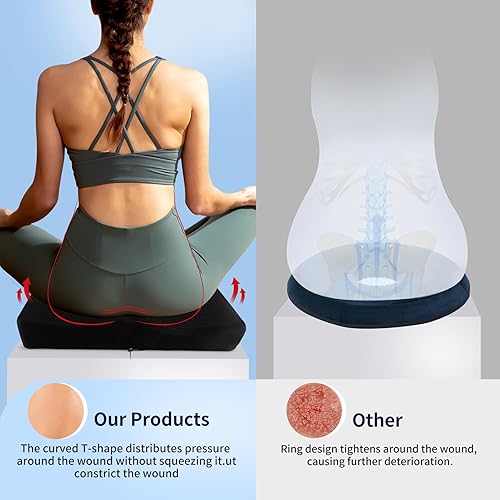 Miniatura 3 de Cojines para dolores de cama para glúteos con una funda negra extraíble y lavable, cojín antiescaras para aliviar el dolor de coxis, almohada