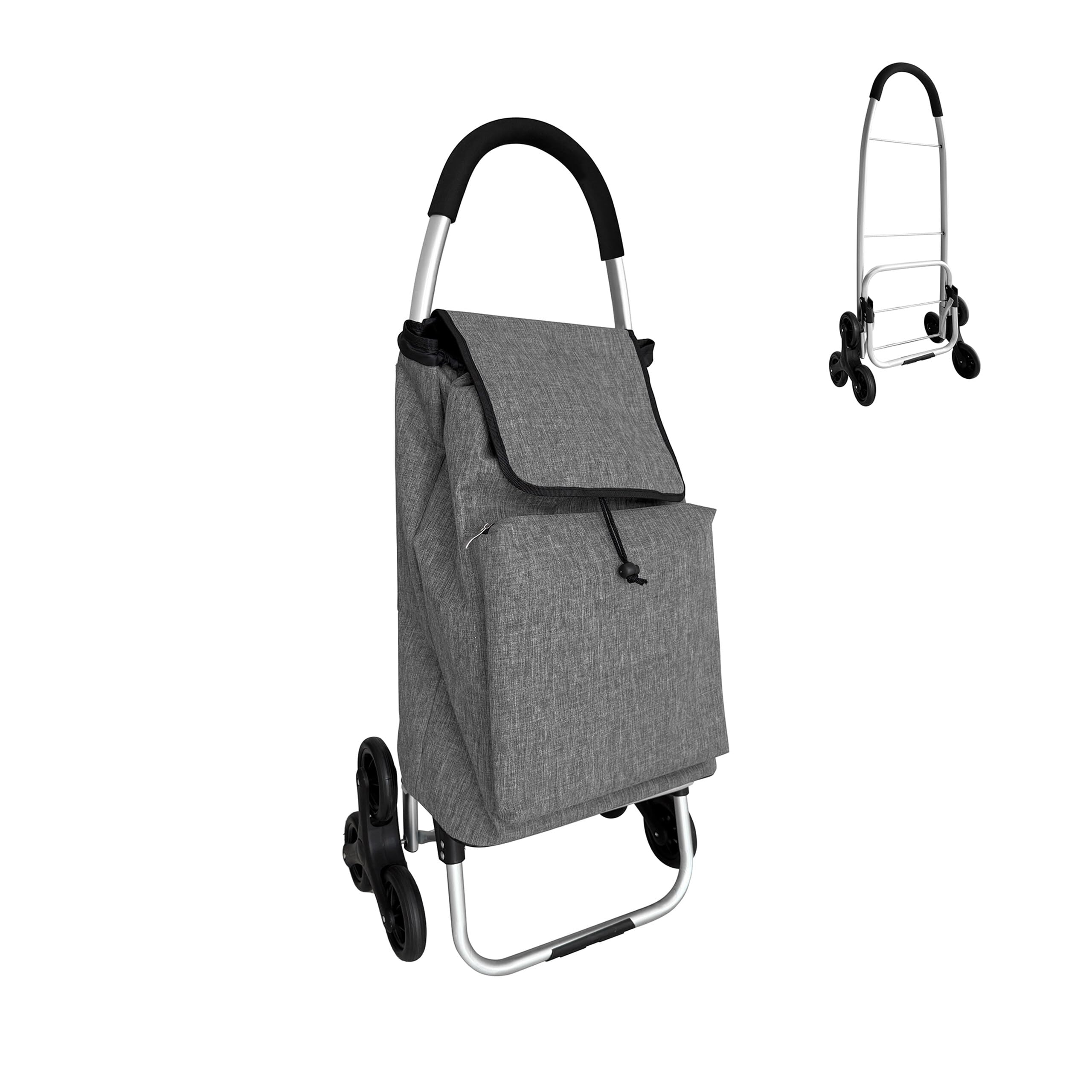 Relaxdays Wózek na zakupy, do wchodzenia po schodach, komora chłodząca, zdejmowana torba, 45 l, do 35 kg, składany wózek na zakupy, szary