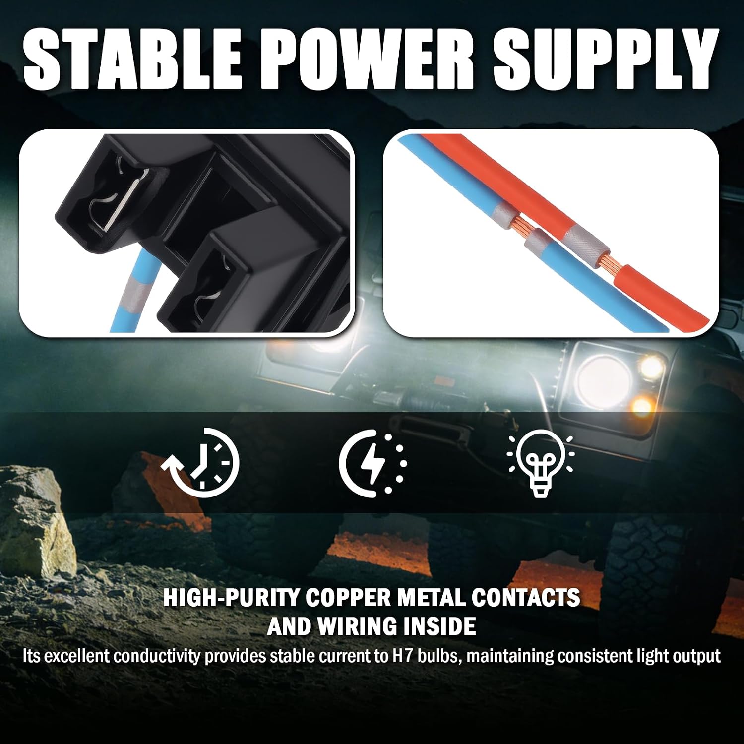 2PCS H7 Bulb Socket,High-Temperature Resistant H7 Headlight Connector Plug with Pure Copper Wire Harness,Headlight Pigtail Connector Replacement for High/Low Beam/Fog Light