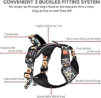 Vista 2 de Petmolico Juego de arnés para perro sin tirones, 2 correas de sujeción con asa de fácil control, chaleco reflectante para raza, arnés para perros