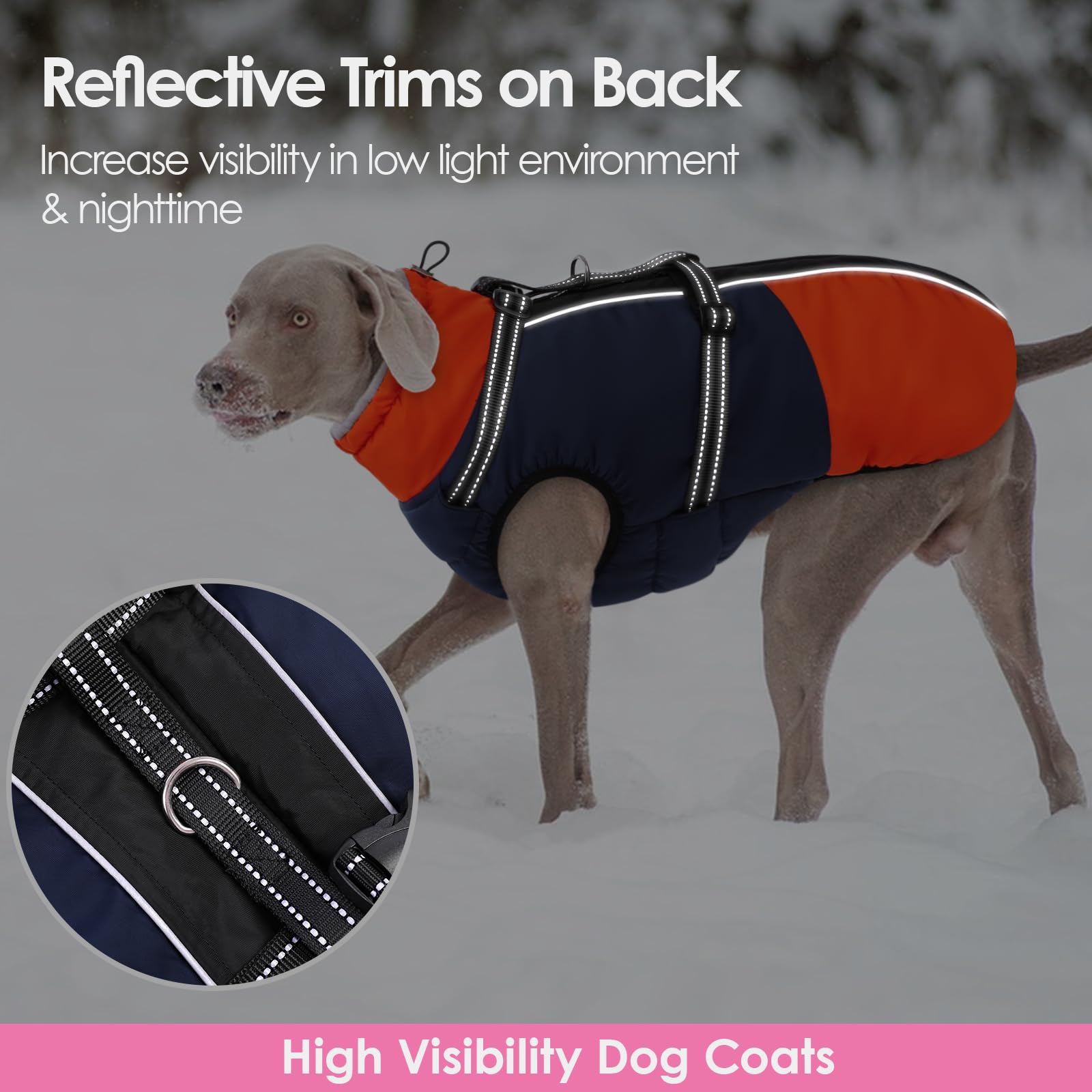 AOFITEE Abrigo grande para perro, chaquetas impermeables para perros con arnés, abrigo cálido con forro polar para perros grandes, traje de nieve, chaquetas con cremallera para perros para clima frío