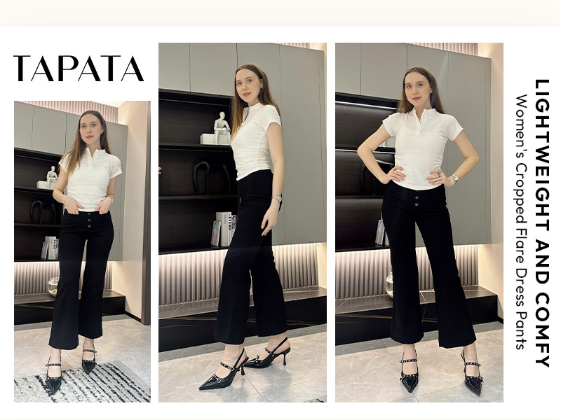 Amazon.com: Tapata Womens 24/26/29 Inseam Cropped Flare Dress Pants Button 4 Pockets Capris Stretchy Work Casual Ankle Pant Trousers 29" Large Black : Clothing, Shoes & Jewelry Amazon.com: Tapata Womens 24/26/29 Inseam Cropped Flare Dress Pants Button 4 Pockets Capris Stretchy Work Casual Ankle Pant Trousers 29" Large Black : Clothing, Shoes & Jewelry