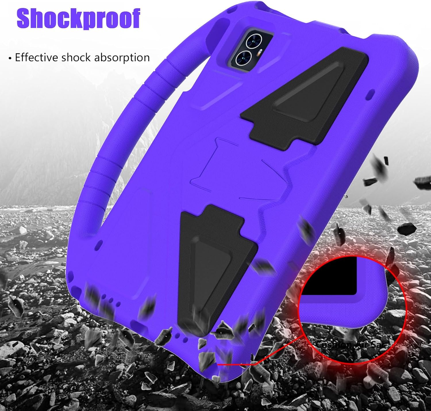 Kids Case for Onn 10.1" Gen 4, Children Friendly EVA Foam Protective Stand Handle Cover for Walmart Onn 10.1" 4th Generation 2024 Tablet - Purple
