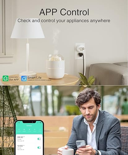 Miniatura 3 de GHome Smart Mini enchufe, enchufe de salida Wi-Fi compatible con Alexa y Google Home, control remoto con función de temporizador, no requiere