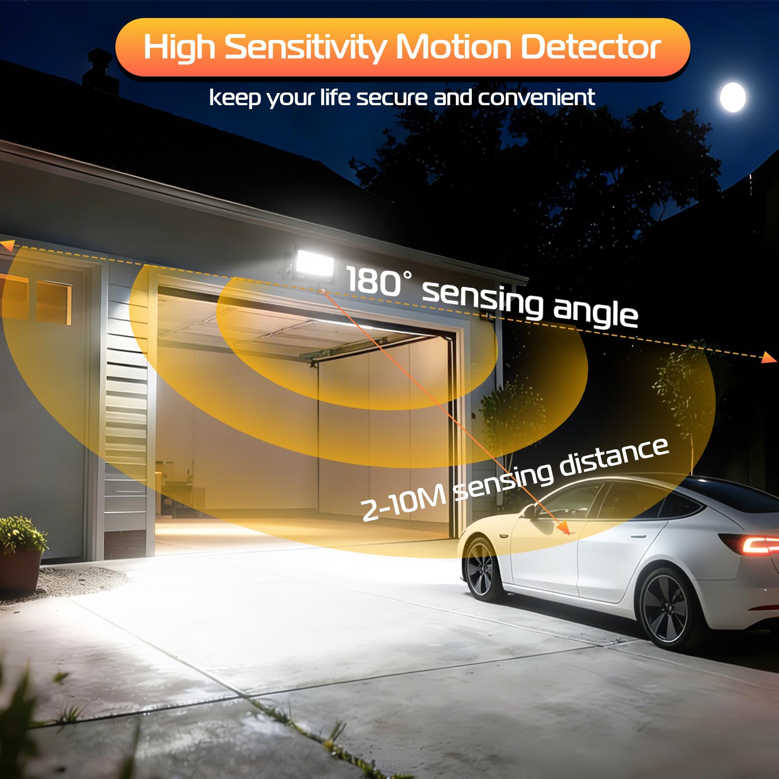 100W 10000LM Strahler mit Bewegungsmelder Aussen, 2 Stücke 104 LEDs Fluter Super Hell Kaltweiß LED Scheinwerfer 6500K, IP67 Wasserdicht Außenstrahler für Garten, Innenhöfe, Garage, Fahrbahn