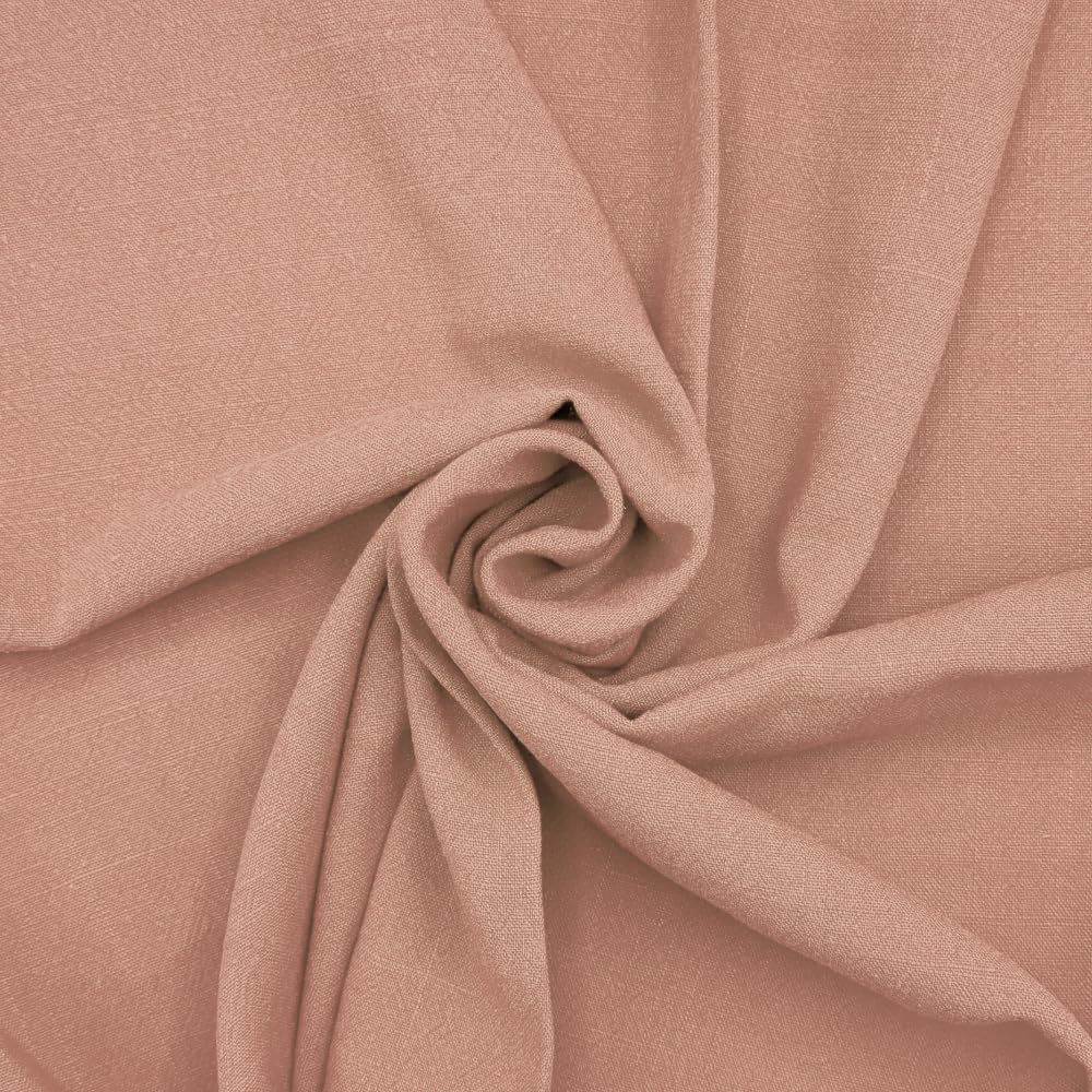 Stone Washed Linen Viscose Fabric Plain Oeko-Tex Dressmaking Soft 136cm Wide (Price Per Metre) (Nude)