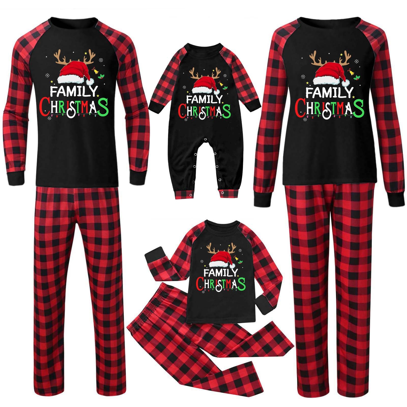 Generisch Abgestimmtes Weihnachts Familienoutfit Set, weiches festliches Freizeitset für Frauen, Paare und die gesamte Familie