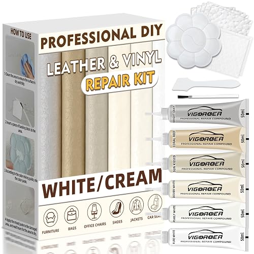 Vigorder Cream Leather Repair Kit for Furniture, Vinyl Repair Kit