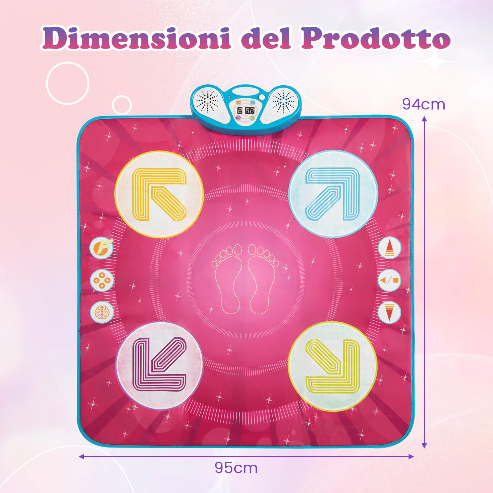 COSTWAY Tappeto da Ballo per Bambini, Tappeto Musicale Giocattolo con Luci | 8 Musiche di Sfondo, Schermo del Punteggio & Volume Regolabile, per Bambini 1+ Anno