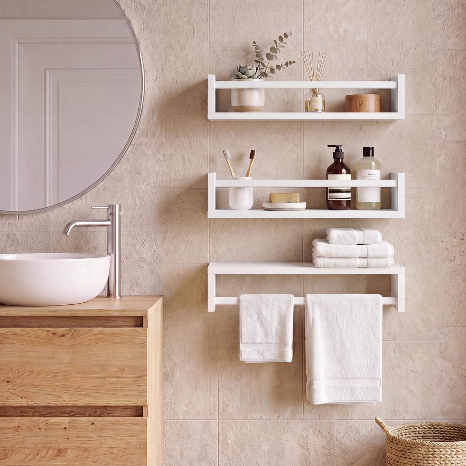 Best Bookshelf Wall Ideas for 2026 1 Fixwal Floating Nursery Book Shelves for Wall, 16.5in, Set of 3, White — product photo