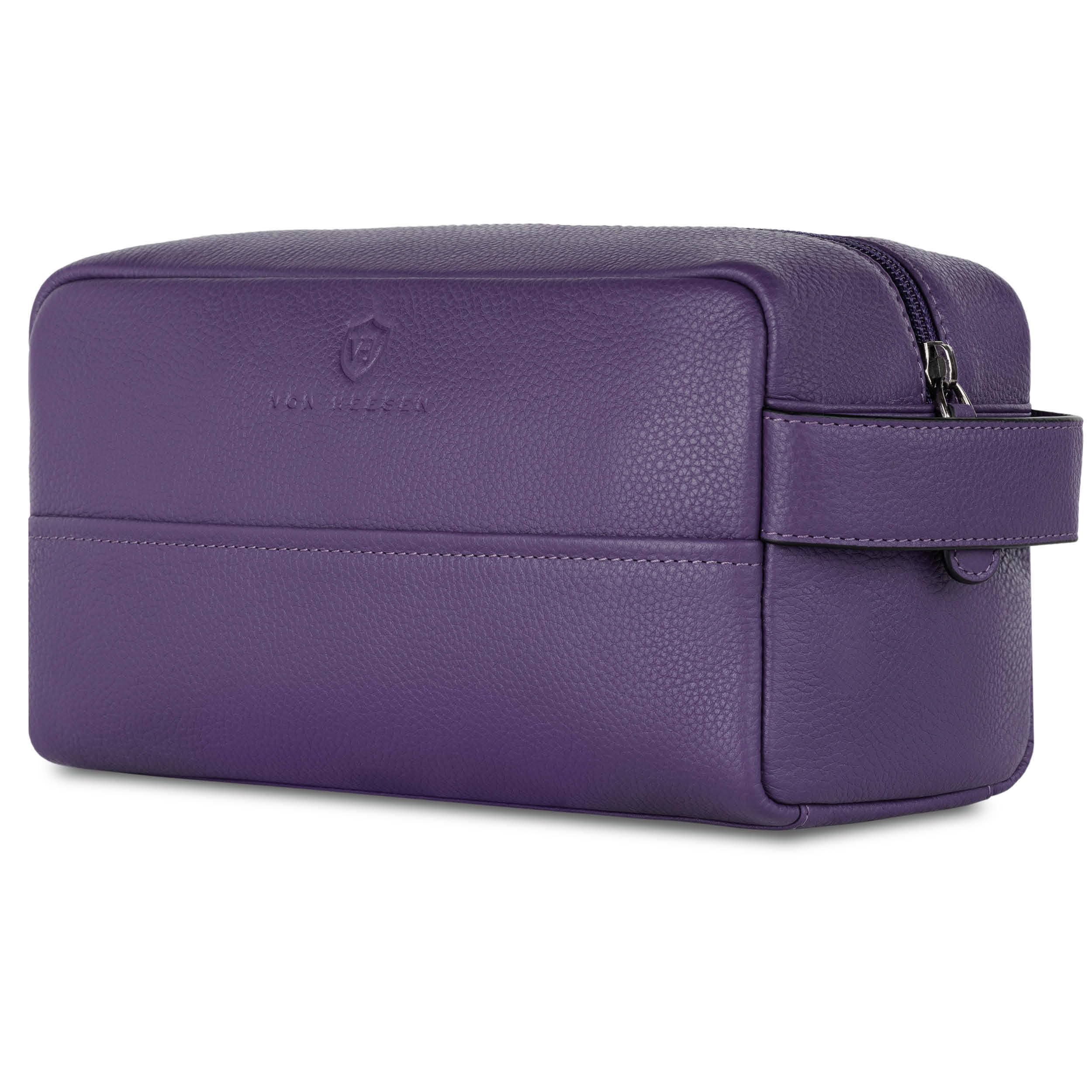 VON HEESEN Kulturbeutel Leder Kulturtasche für Herren & Damen - Echtleder Necessaire ideal zum Reisen - Waschtasche und Kosmetiktasche
