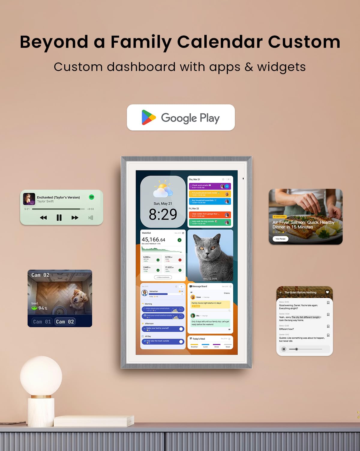 ApoloSign 68,6 cm (27 Zoll) digitaler Kalender: Dual-Mode-Kalender mit Google Play & Multi-Kalender-Synchronisation, elektronischer Planer und Aufgabendiagramm, intelligenter Touchscreen, interaktives