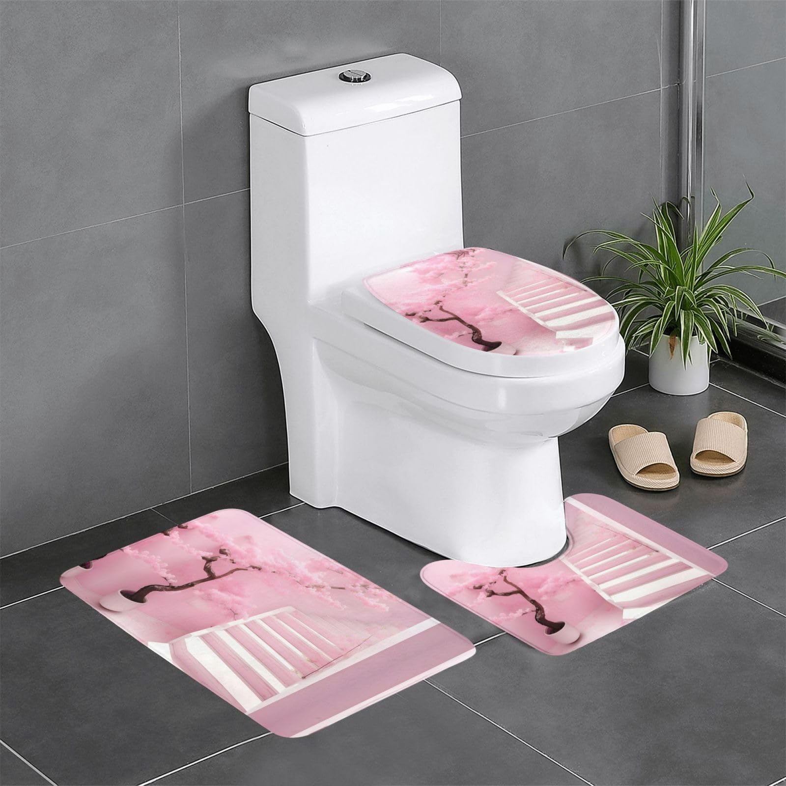 Tapis de salle de bain antidérapant lot de 3 sécurisé pour contour WC et douche