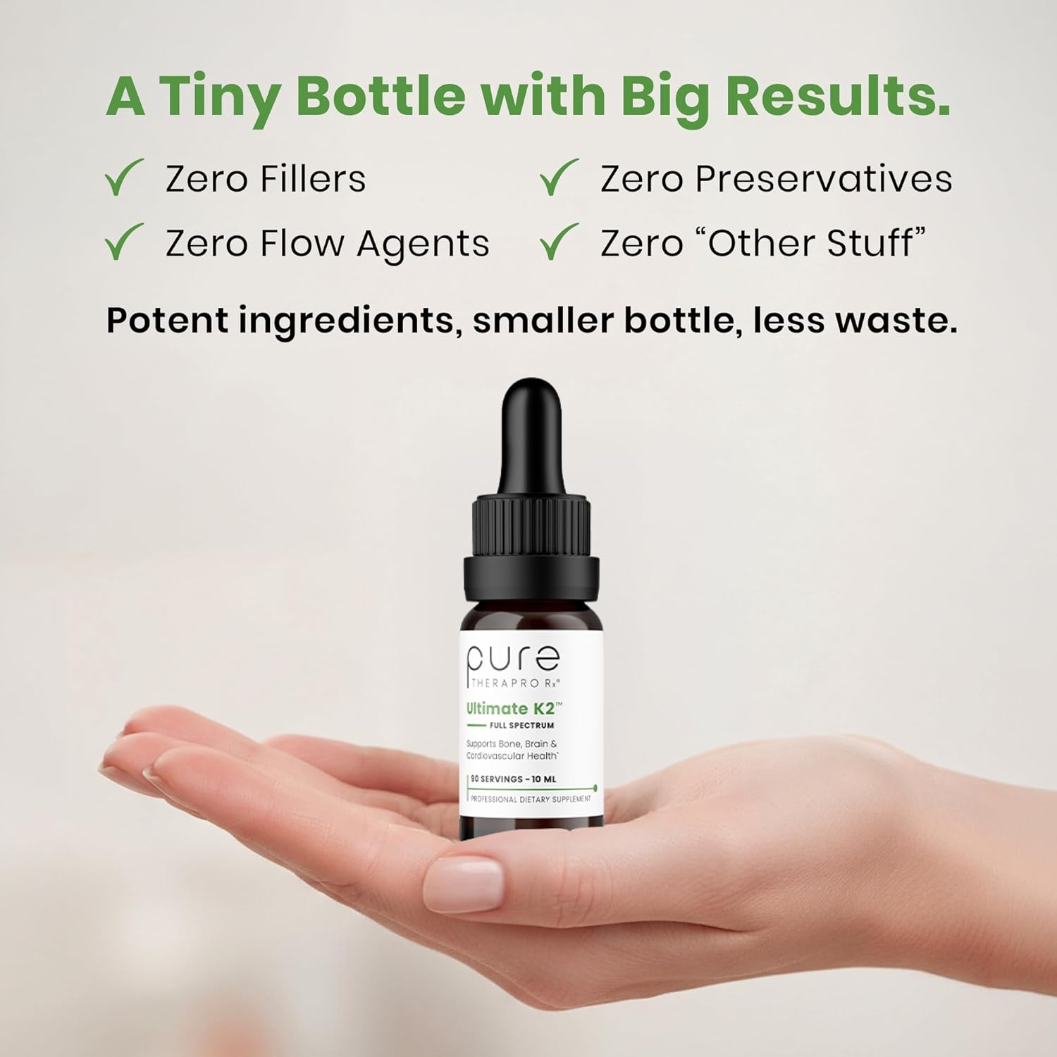 Pure Therapro Rx Ultimate K2 Supplement | Liquid Liposomal Vitamin K2 Drops | 90 Servings | 600mcg Vegan K2 as MK4 & MenaQ7 MK7 | Supports Bone Health, Heart Health, Skin & Hair | 10 mL