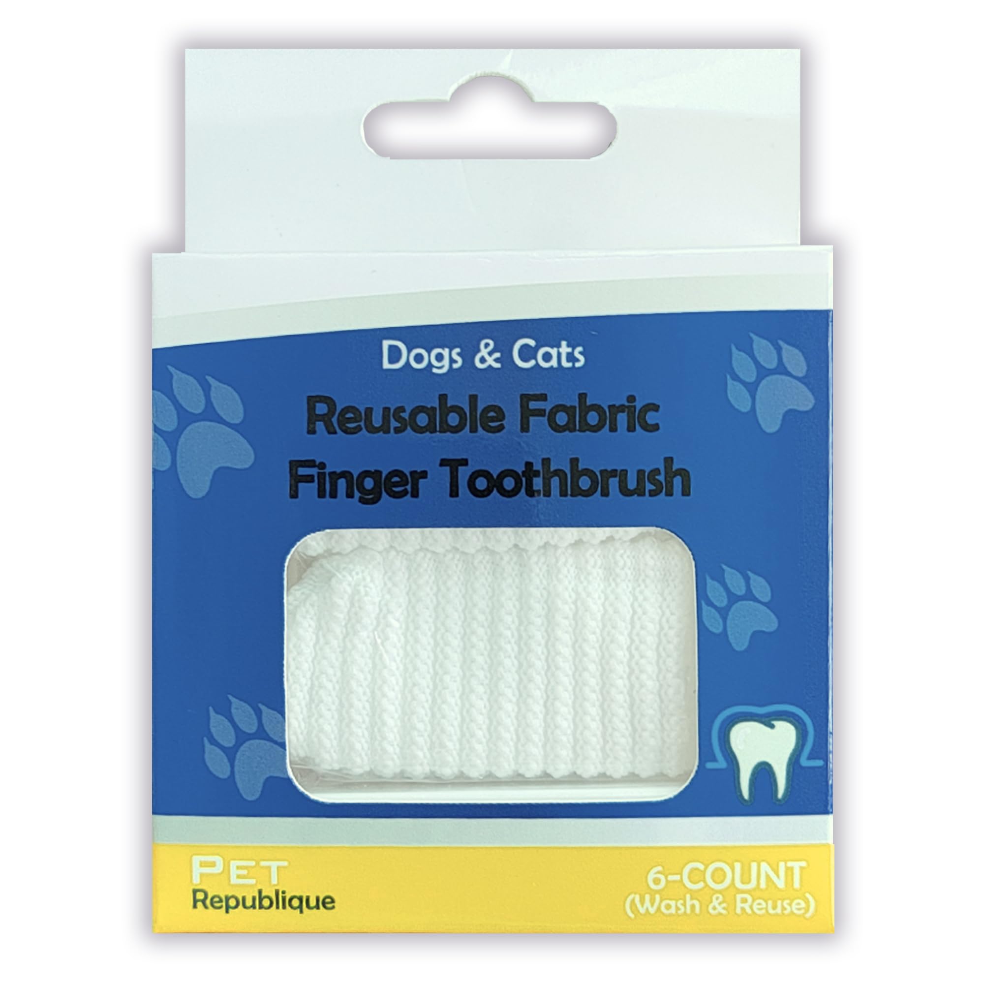 Pet Republique Kit de cepillo de dientes de tela suave para perros y gatos, lavable y reutilizable (6 unidades)