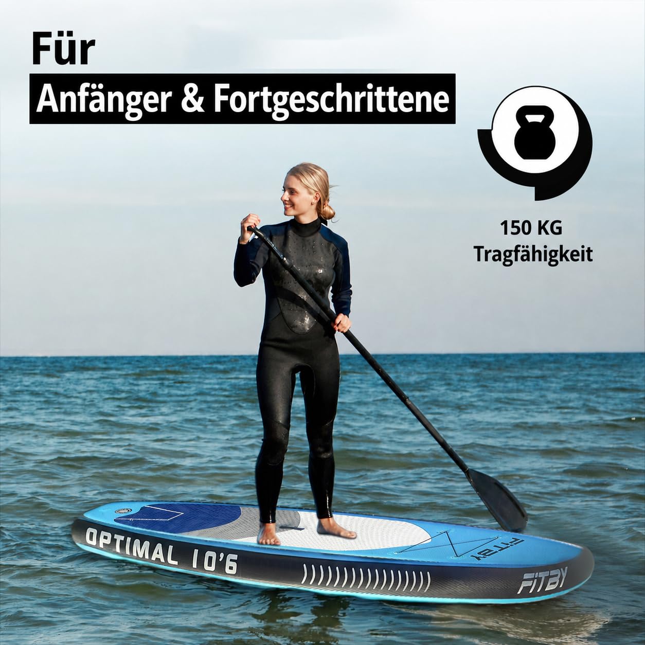 SUP Board Aufblasbar 320x81x15 cm - Stand Up Paddling Board Set mit Pumpe und verstellbarem Paddel | leichtes PVC Surfbrett, bis 120 kg, für Anfänger und Fortgeschrittene