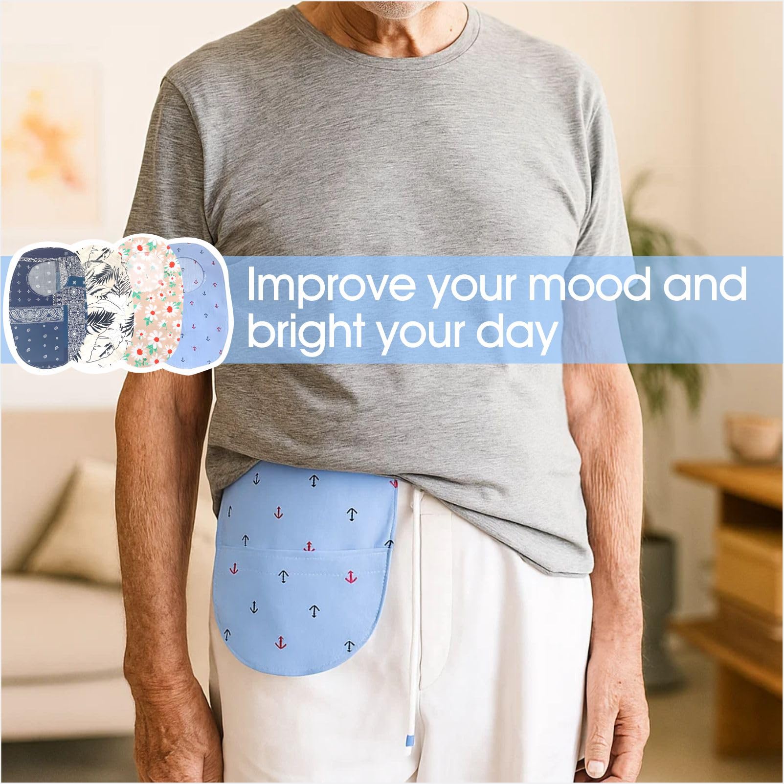 Colostomy Bag Covers - Ostomy Support Kleidungsbeutel Set mit 3" Runde Öffnung für Ileostomie Stoma Pflege, weicher & atmungsaktiver Stoff, 4 PC
