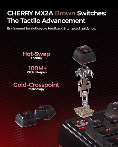 Miniatura 2 de PIXIU 98 Wireless Mechanical Gaming Keyboard, Cherry MX2A Brown Switches, 8000Hz Polling, Tri-Mode Bluetooth2.4GUSB-C Wired, Hot-Swap Gasket Custom