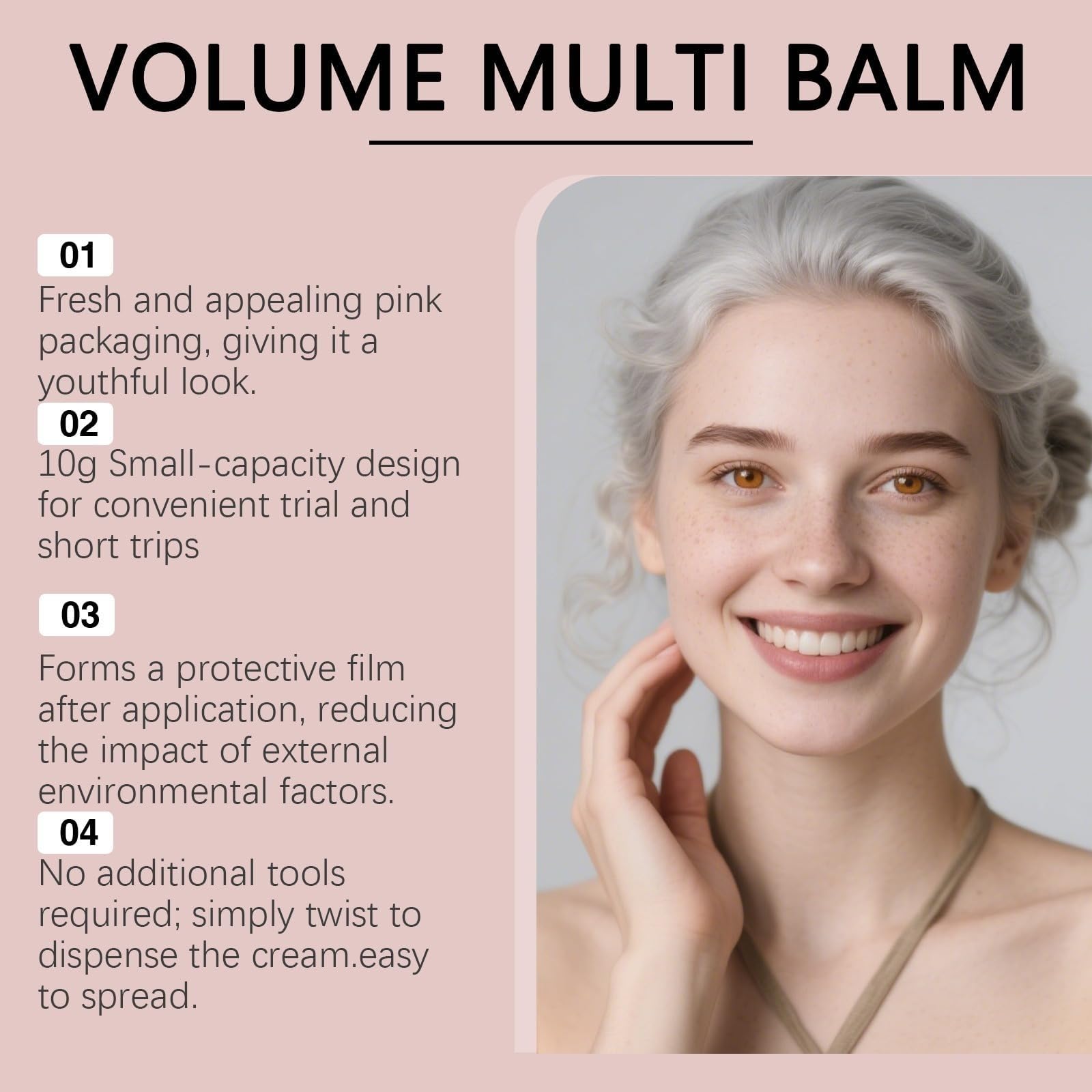 Pink Collagen Volume Multi Balm All-in-One krem do twarzy, przeciwzmarszczkowy i nawilżający sztyft do ust, oczu i szyi, intensywny dla gładkiej skóry, naturalny i zrównoważony