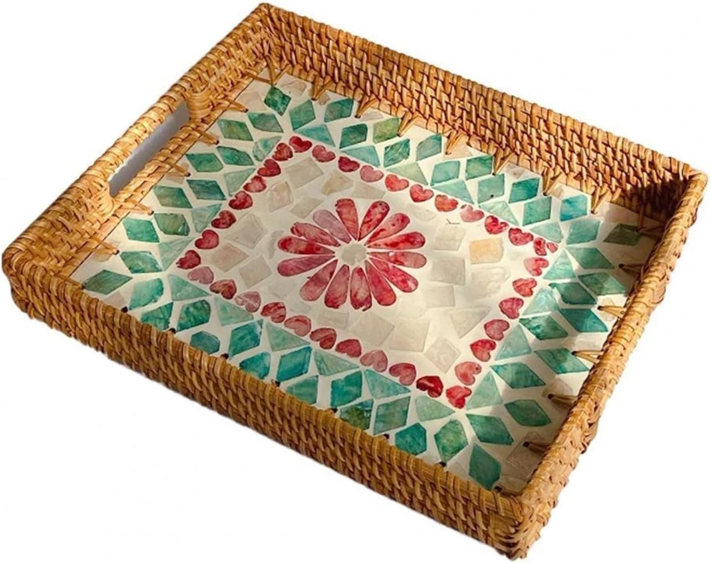 AYURAA Tray, Food Wicker Fruit Tray Oval Tightly Woven