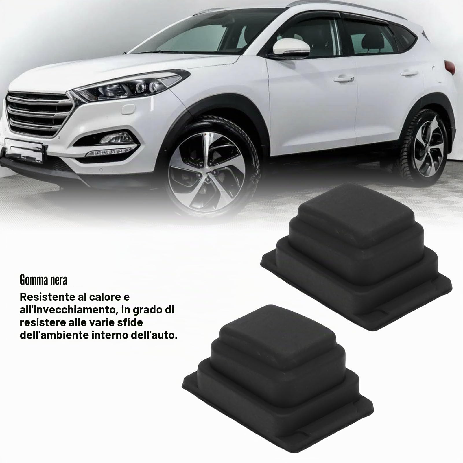 Pulsante di induzione fibbia maniglia porta esterna gomma nera Tucson 2015-2020 set 2 pezzi