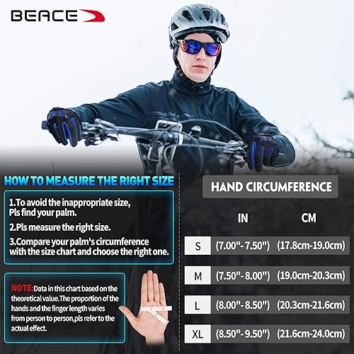 Miniatura 7 de BEACE Guantes de ciclismo para hombres y mujeres, guantes de ciclismo de montaña con pantalla táctil y palma de silicona antideslizante, guantes de