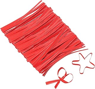 sourcing map Lazos de papel kraft de 2 pulgadas, lazos metálicos reutilizables para panadería, bolsas de caramelos, bolsas de café, bolsas de golosinas, paquete de 1000, color rojo