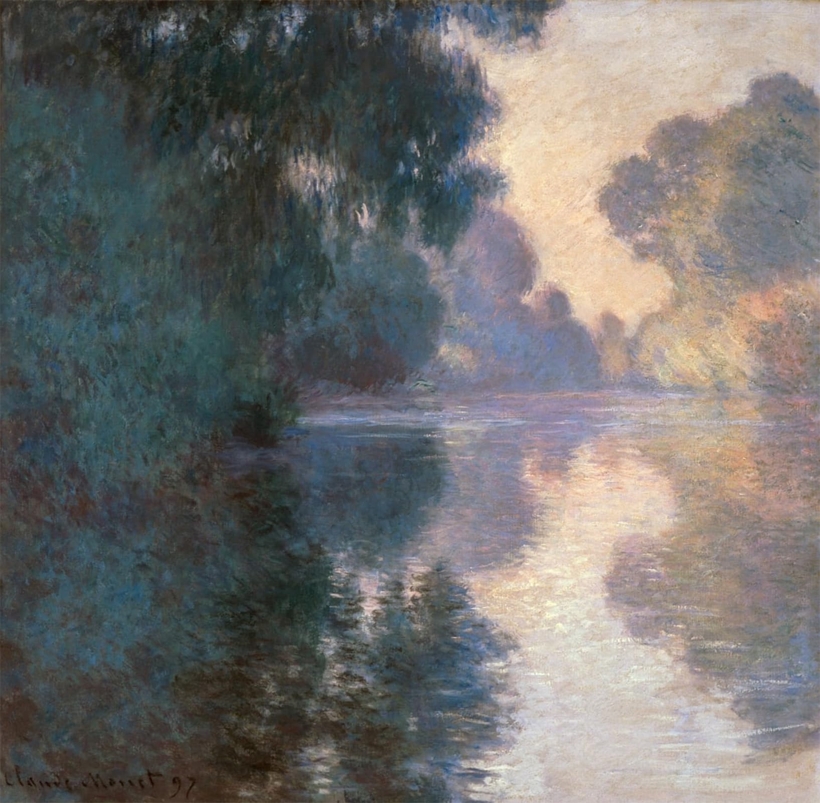SERENDIPITP Abstract Painting Mural Print Picture Wall Decor Painting Poplars on the River Epte by Claude Monet Vintage Wall Artwork for Home Decor 60x90cm