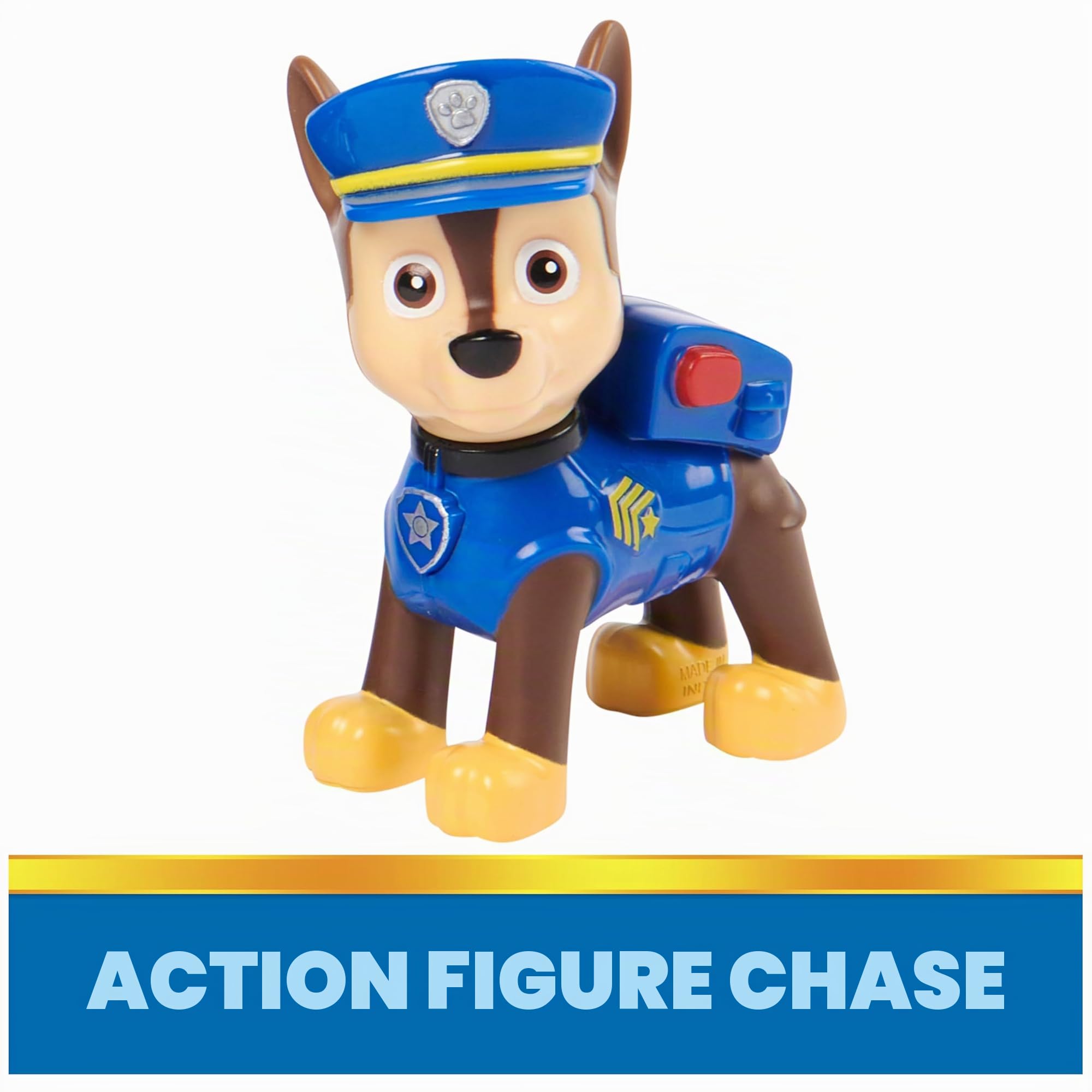 Paw Patrol, Chase's Patrol Cruiser, auto giocattolo con action figure da collezione, giocattoli per bambini di mentalità sostenibile per ragazzi e ragazze dai 3 anni in su