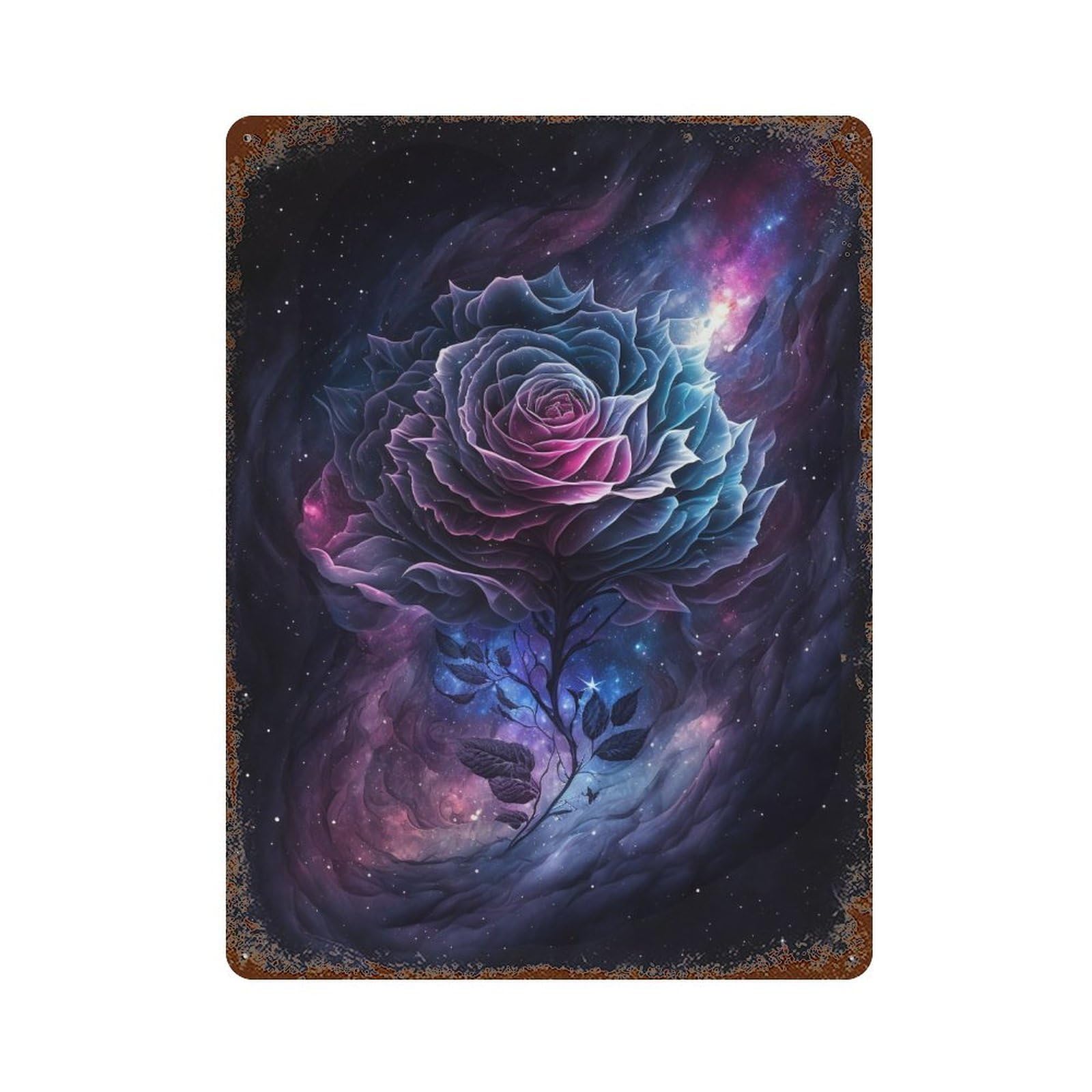 Cosmic Rose Bloom-2 Vintage Metal Tin Sign 15.7"x11.8", Decorative Metal Wall Art for Garage, Pub Or Kitchen