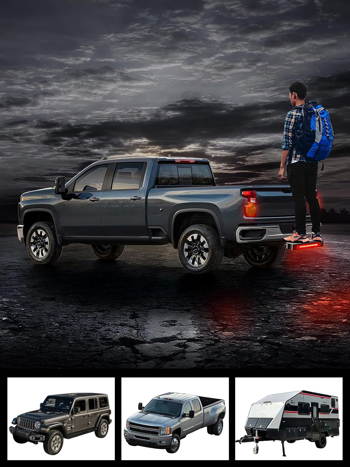 Hitch Step with Light 108 LED Lighting(6 Mode) Series Steel Hitch Bar 700lbs Max Load Universal Fit 2" Receiver for Trucks Chevy (Chevrolet), Ford, Toyota, GMC, Dodge RAM, Jeep, ATV SUV Van