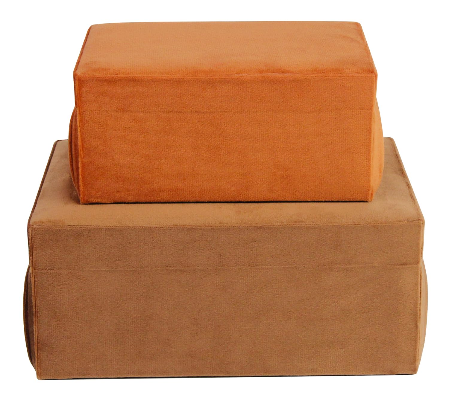 HofferRuffer Dekorative Samt-Boxen, Schmuckkästchen, Aufbewahrungsboxen, Zubehör-Organizer-Boxen mit elegantem Griff-Dekor, klassisches Samt-Set, 2 Stück (braun)