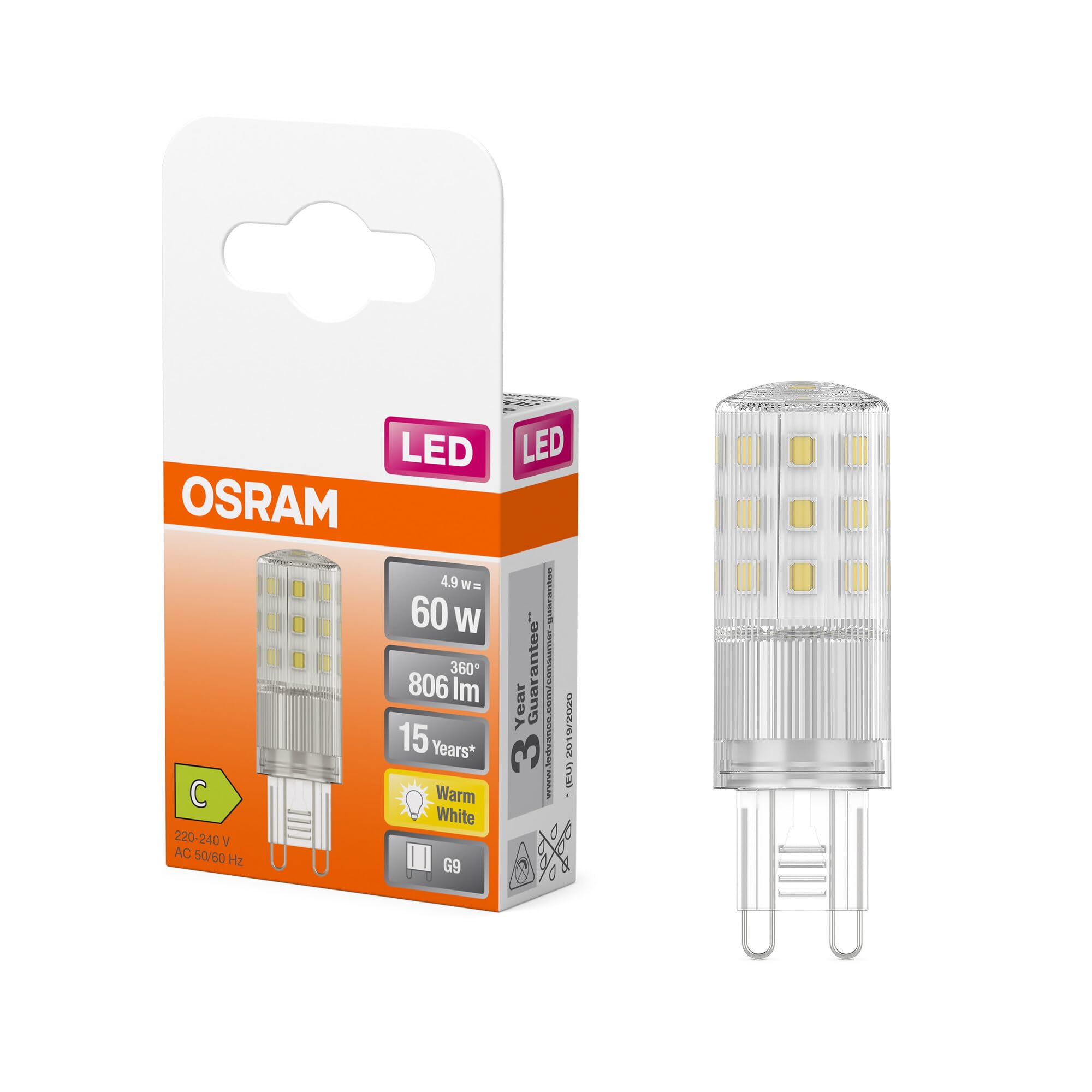 Osram Bombilla Led Bi-Pin G9 4,9W 2.700K 320°-image