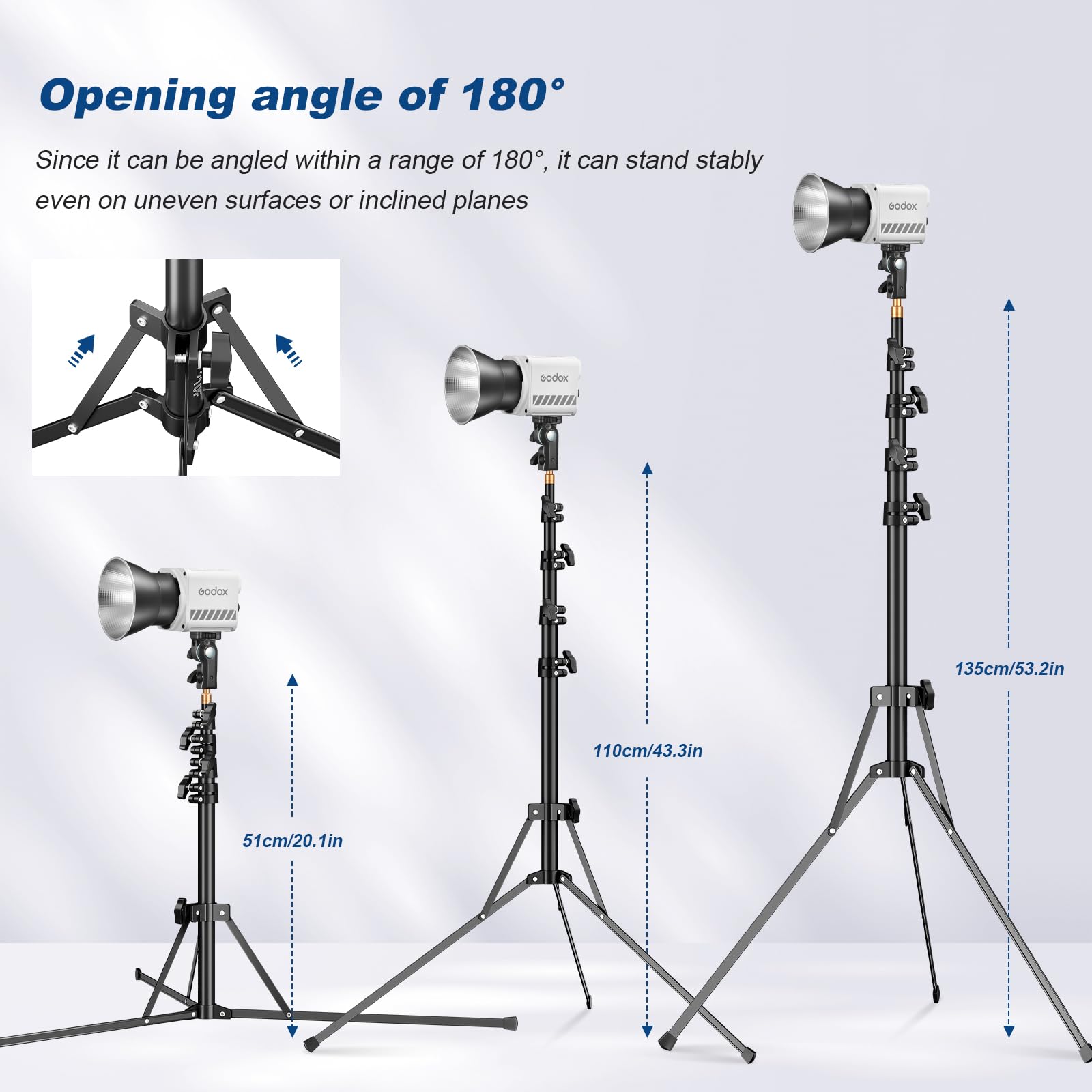 Amazon | Godox ライトスタンド 210cm / 84インチ 伸縮可能 写真撮影用
