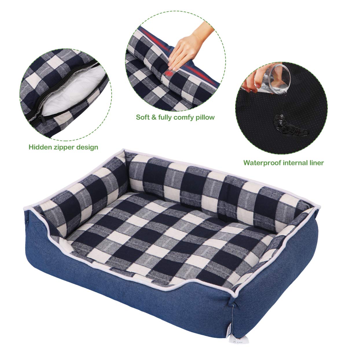 Washable Pet Bed Pet Bed Durable Comfortable Denim with Removable Cover Wear Resistant Pet Cushion Pet Supplies Pet Nest for Dog Cat Pet Size S