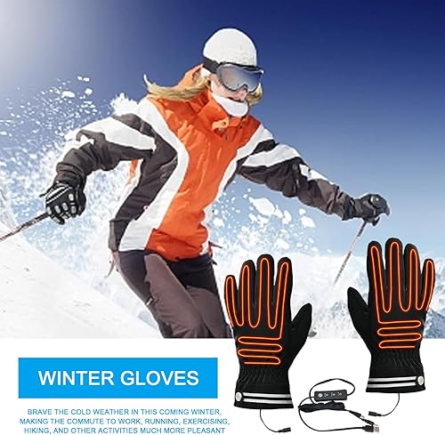 Miniatura 2 de Guantes térmicos USB, guantes térmicos eléctricos, guantes térmicos para hombres con pantalla táctil, guantes táctiles impermeables para pantalla,