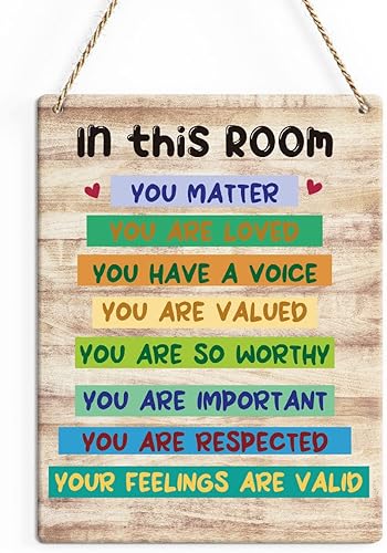 Letrero decorativo de madera con texto en inglés "In This Room You Matter", letrero de madera impreso para pared, letrero de puerta colgante,