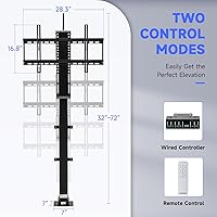 Vista 6 de CO-Z Motorized TV Lift for 32" to 70" TVs up to 600x400 VESA, Height Adjustable TV Stand and Wall Mount with Remote Control and Memory Setting