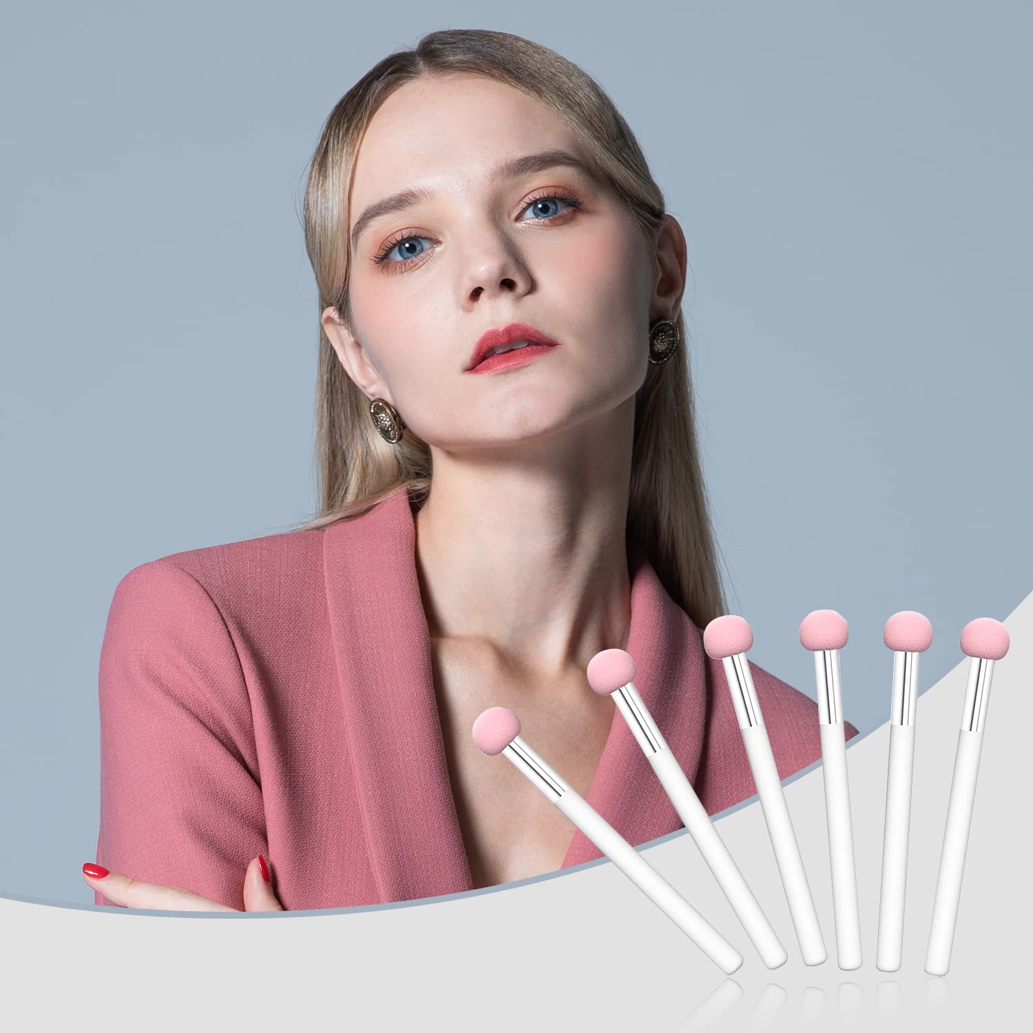 6 Pcs Makeup Sponges for Foundation Mushroom Makeup Puff Sponge with Handle Concealer Powder Sponge Applicator Brush Eyeshadow Brushes for Women Girls