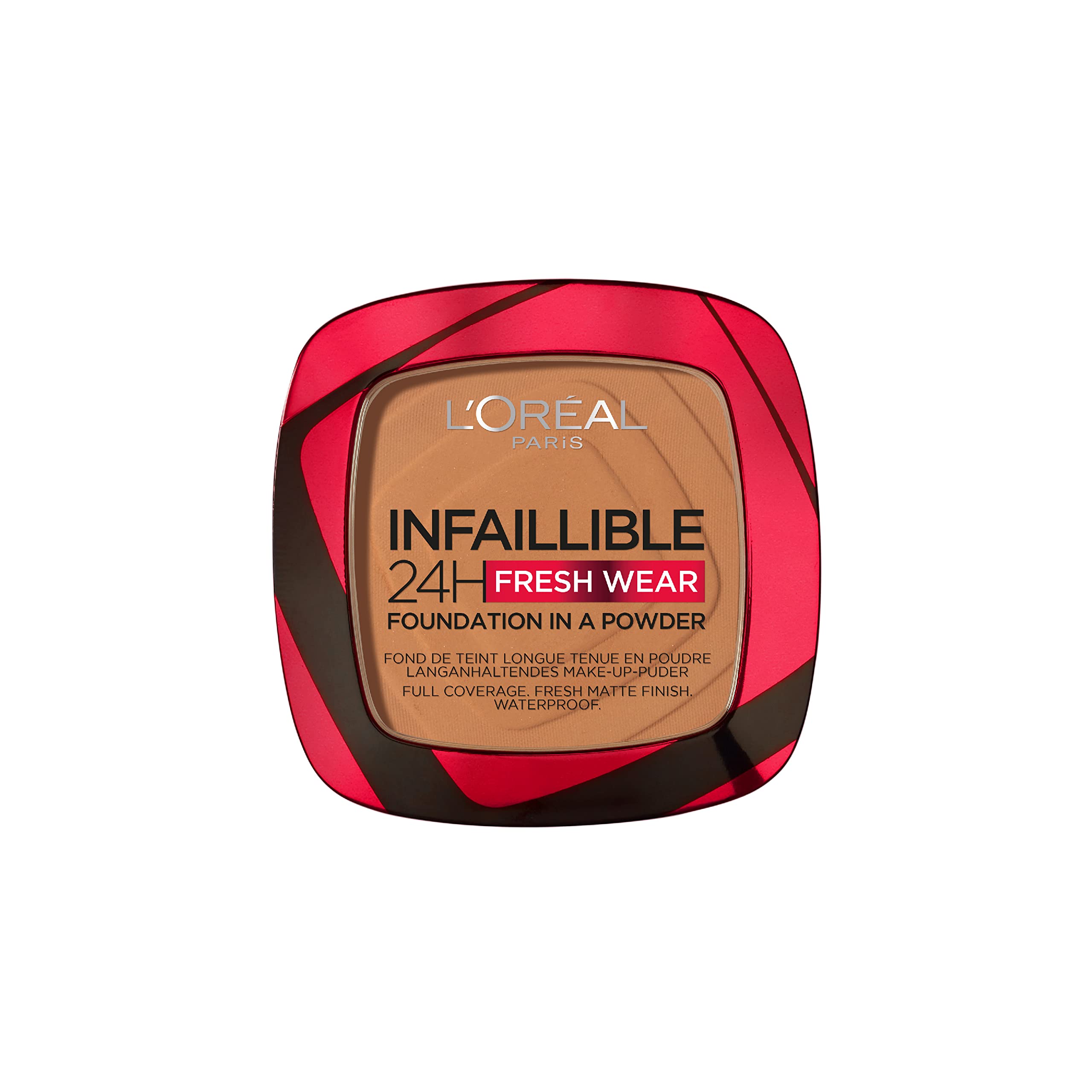 L'Oréal Paris Infallible 24H Fresh Wear Foundation in a Powder, Full-coverage, Longwear, Weightless Smooth Finish, Water-proof and Transfer-proof, 330 Hazelnut