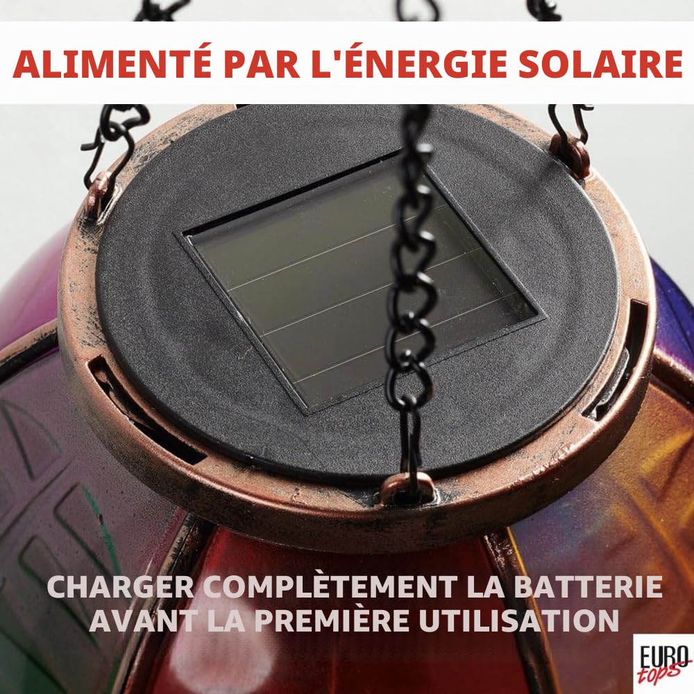 EUROtops Montgolfière solaire - Couleurs vives, 12 / 20 / 40 LED vacillantes, plastique résistant aux intempéries, décoration extérieure / éclairage LED à suspendre pour jardin et balcon (Duo (lot de
