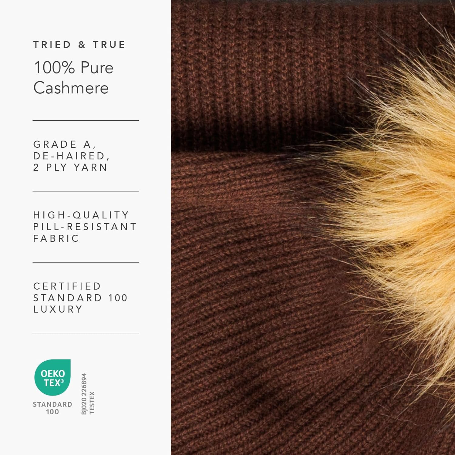 Fishers Finery Women's 100% Cashmere Beanie Hat with Pom - Image 5