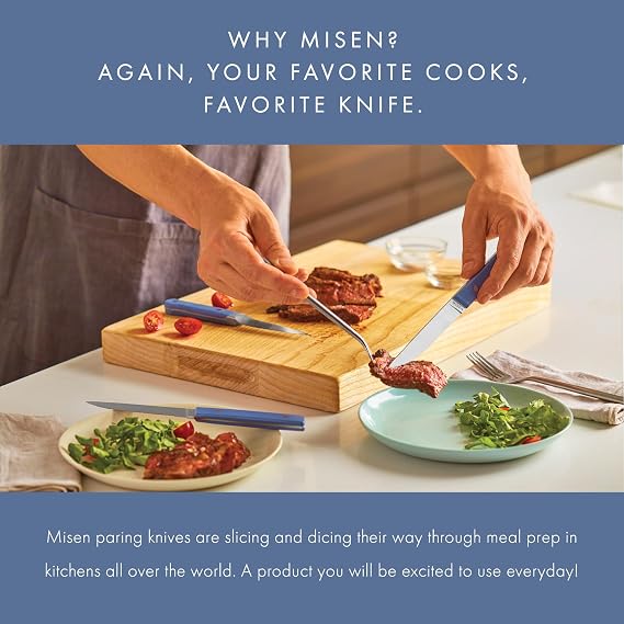 Misen Paring Knife Precision Kitchen Knife with High-Carbon Stainless Steel Blade Ergonomic Handle for Peeling, Trimming, and Slicing Lightweight, Versatile Tool for All Culinary Tasks - Blue