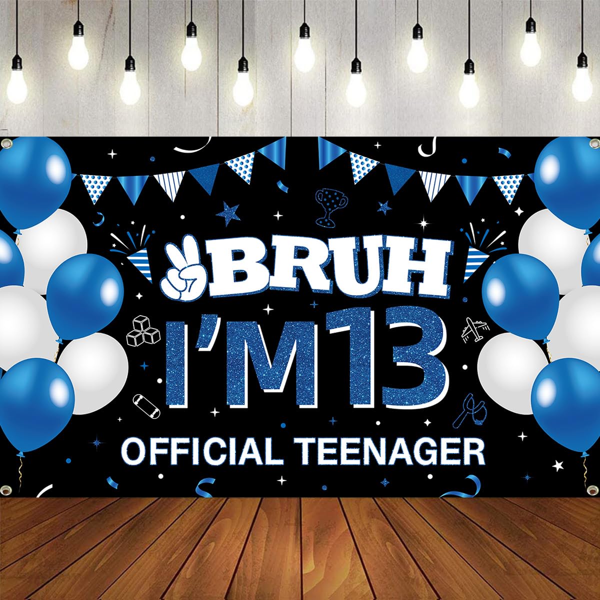 13th Birthday Decorations for Boys Girls 180 x 110 cm Bruh I’m 13 Happy Birthday Banner Backdrop Official Teenager Decorations 13 Year Old Birthday Party Photo Booth Props Photography Background